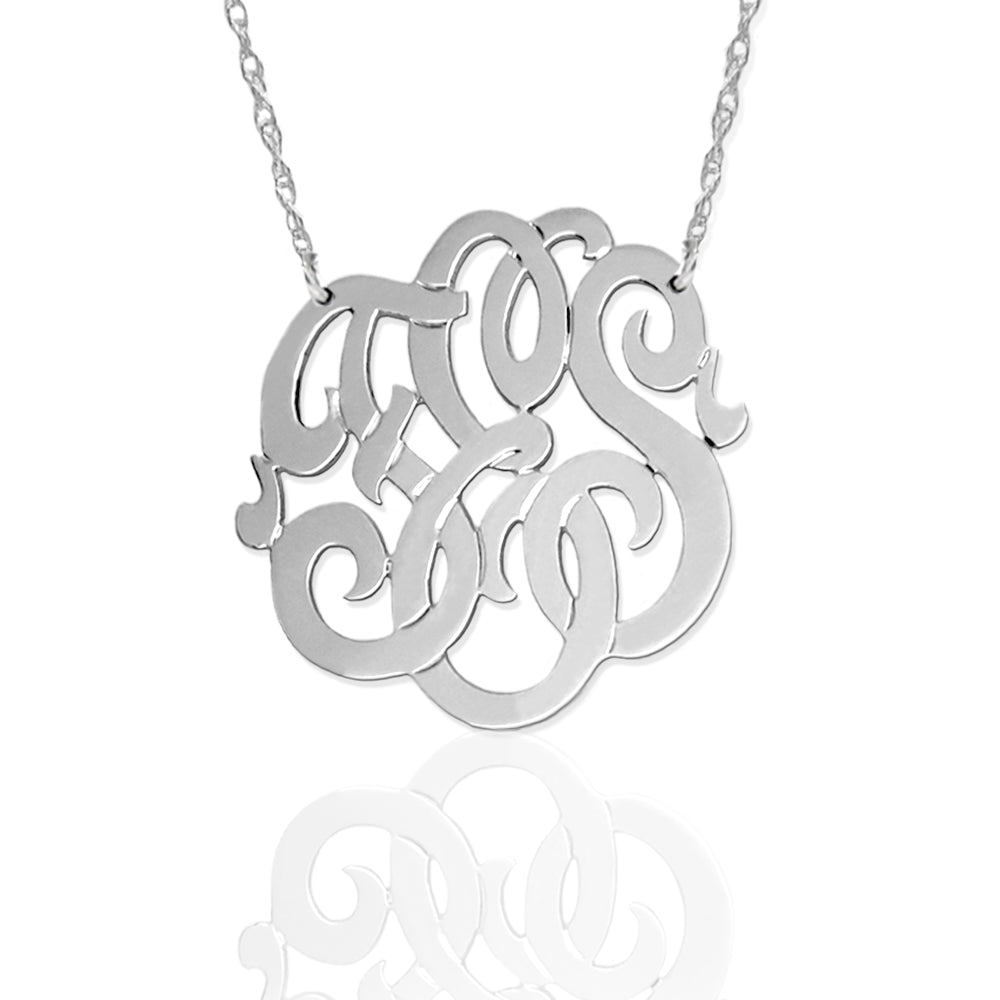 Gold Freeform Script Monogram Necklace